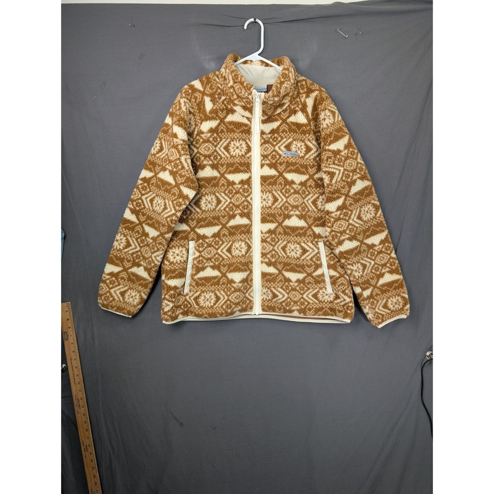 Columbia Womens Fire Side II Sherpa Full Zip Fleece XL6505 Brown Aztec XXL